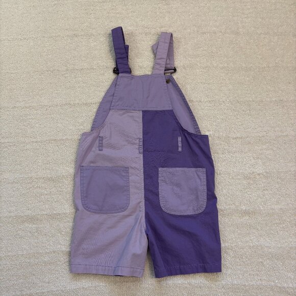 Dotty Dungarees light and dark purple short overalls, adjustable straps - Picture 2 of 2
